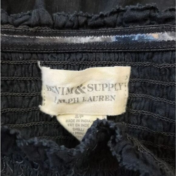 Vintage 90s Denim & Supply Ralph Lauren Strapless Smocked Black Maxi Dress Small - Picture 8 of 10